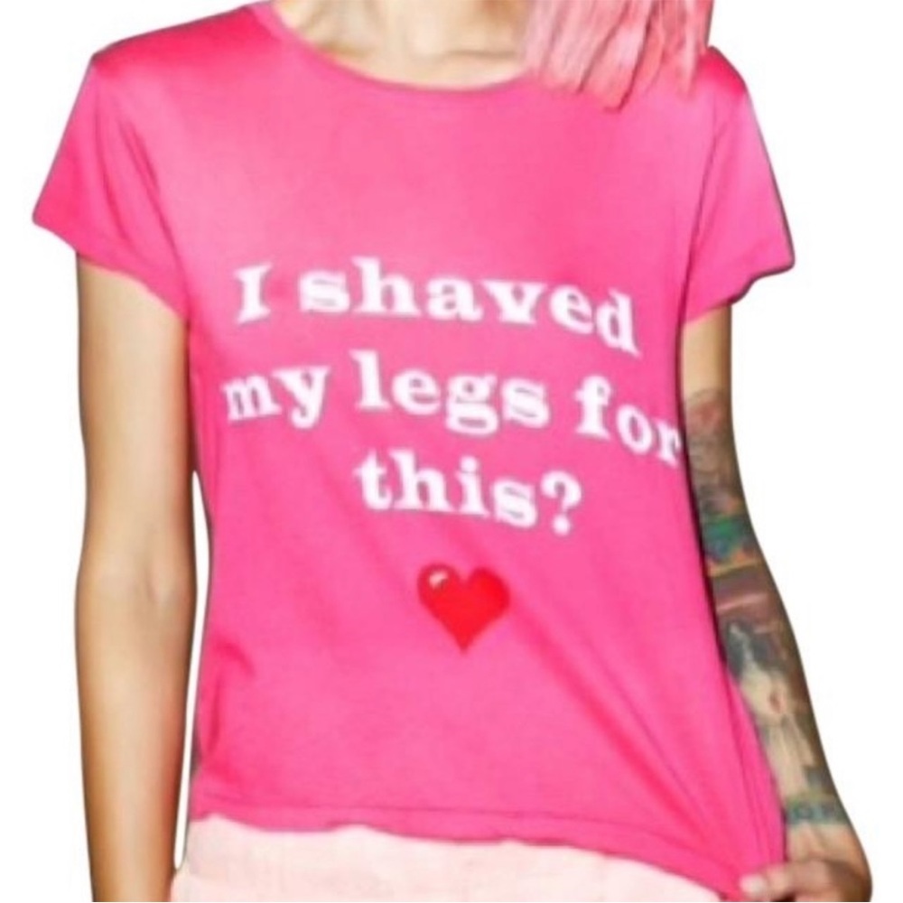 Wildfox Bad Date Pink Crop Tee